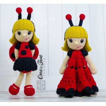 June the Ladybug Girl Lovey and Amigurumi Crochet Patterns Pack