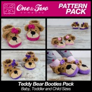 Teddy Bear Booties Pack - Baby, Toddler and Child sizes crochet patterns